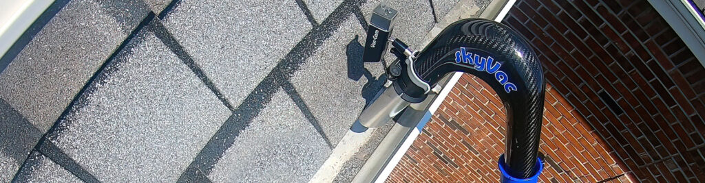 Customer receiving gutter cleaning services at their home