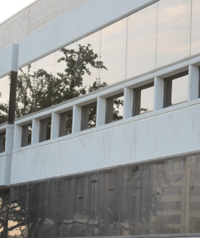 Before commercial exterior cleaning and window washing