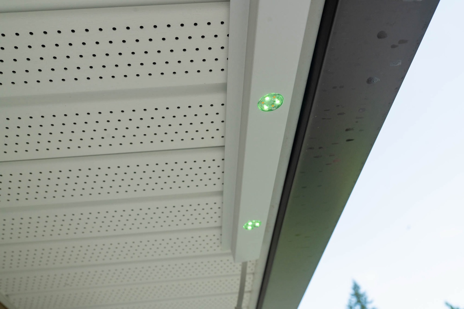 Commercial building with permanent exterior lighting